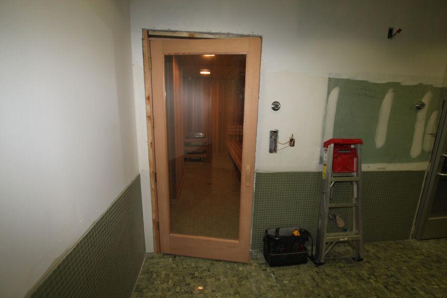 Wood and Glass Sauna Door